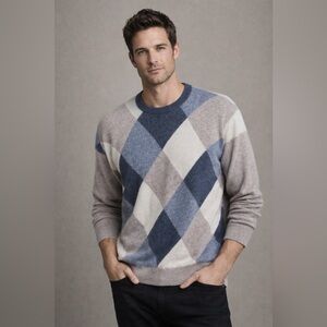 Belford Cashmere Sweater Argyle Diamond Pullover Men Medium Very good condition